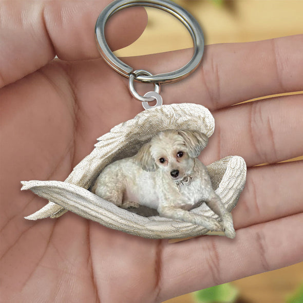 Chinese Crested powderpuff Sleeping Angel Acrylic Keychain