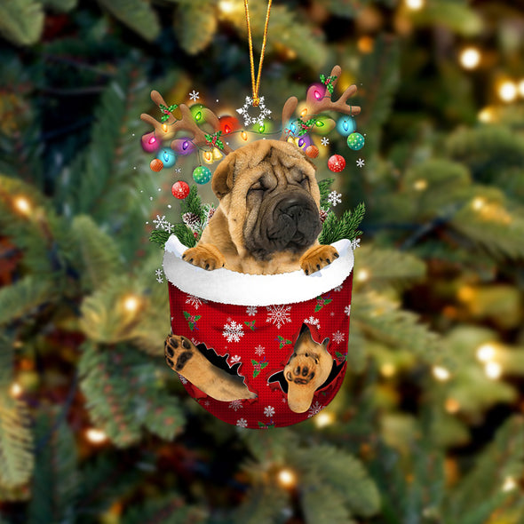 Shar Pei In Snow Pocket Christmas Ornament