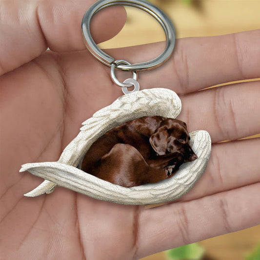 Chocolate labrador Sleeping Angel Acrylic Keychain