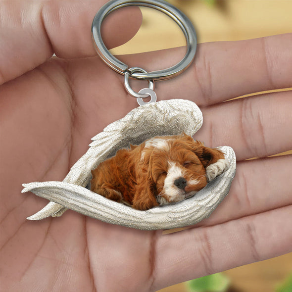 Cockapoo Sleeping Angel Acrylic Keychain