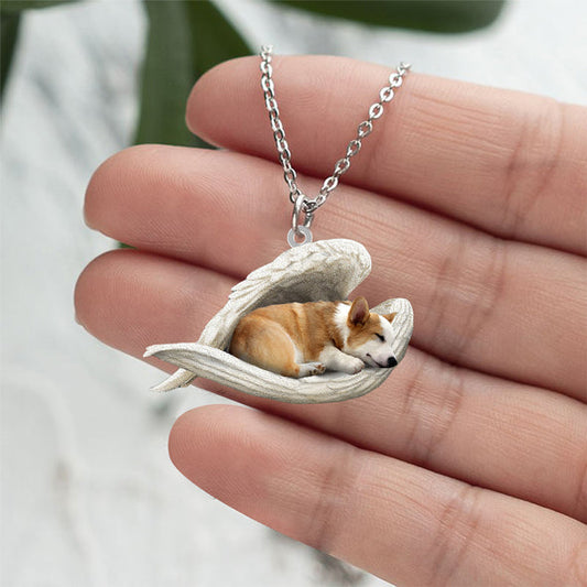 Collier en acier inoxydable Corgi Sleeping Angel