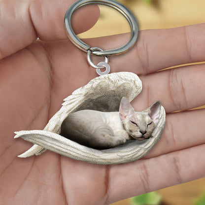 Devon Rex Cat Sleeping Angel Acrylic Keychain