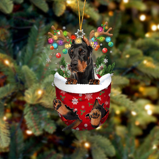 Décoration de Noël avec poche à neige Dobermann 1 po 