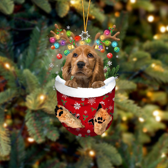 Englischer Cocker Spaniel im Schnee Taschen-Weihnachtsschmuck 