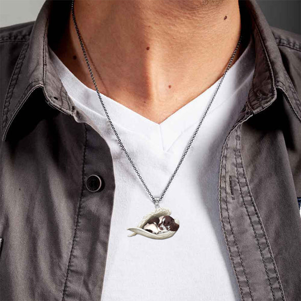 Collier en acier inoxydable avec ange endormi épagneul springer anglais