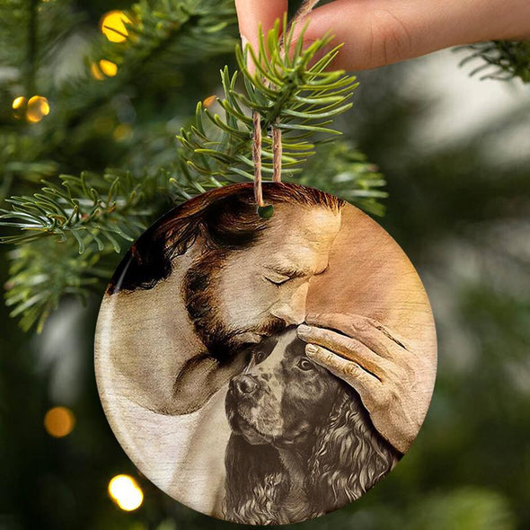 English Springer Spaniel With Jesus Porcelain/Ceramic Ornament