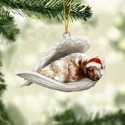 English setter Sleeping Angel Christmas Ornament