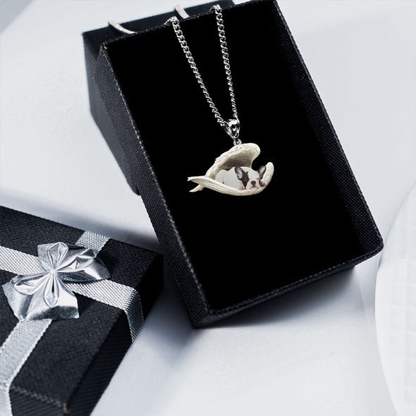 French Bulldog Sleeping Angel Stainless Steel Necklace