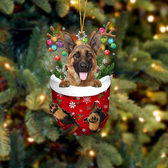 German Shepherd 2. In Snow Pocket Christmas Ornament