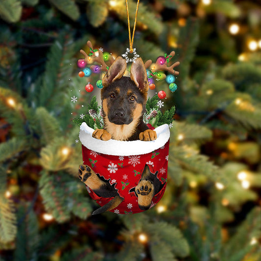 Deutscher Schäferhund im Schnee Taschen-Weihnachtsschmuck 