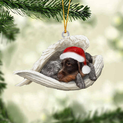 German Wirehaired Pointer Sleeping Angel Christmas Ornament