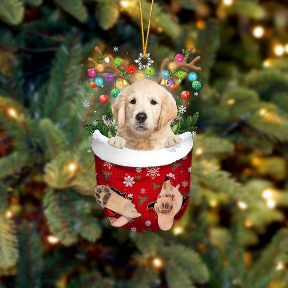 Golden Retriever In Snow Pocket Christmas Ornament