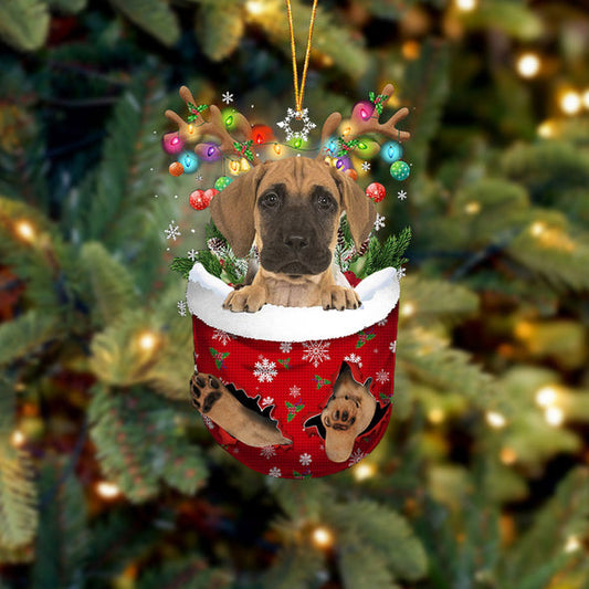 Décoration de Noël Dogue Allemand dans la poche de neige 