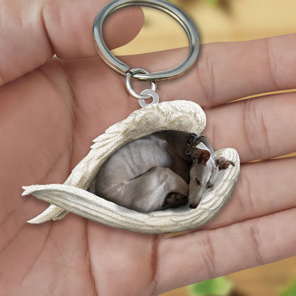 Greyhound Sleeping Angel Acrylic Keychain