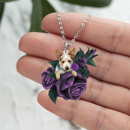 Heeler06 In Purple Rose Stainless Steel Necklace