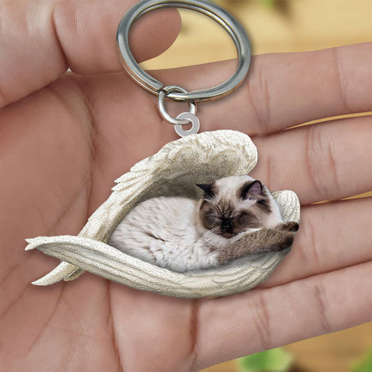 Himalayan Cat Sleeping Angel Acrylic Keychain