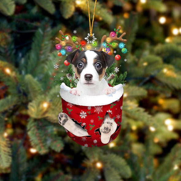 Ornement De Noël Jack Russell Terrier Dans La Poche De Neige 