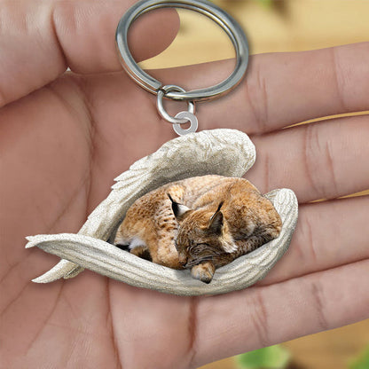 Lynx Cat Sleeping Angel Acrylic Keychain