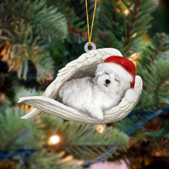 Maltese Sleeping Angel Christmas Ornament