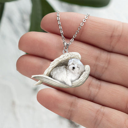 Maltese Sleeping Angel Stainless Steel Necklace