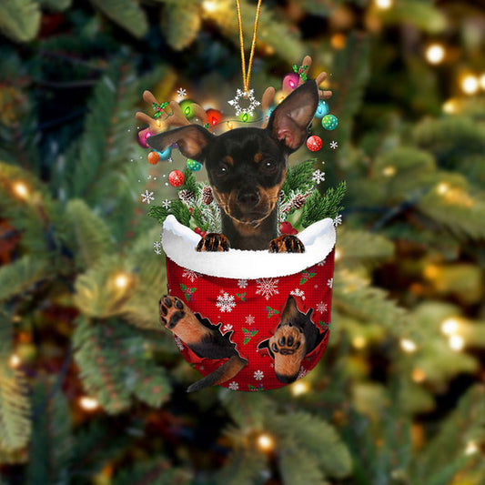 Ornement De Noël Pinscher nain 2 dans la poche de neige 