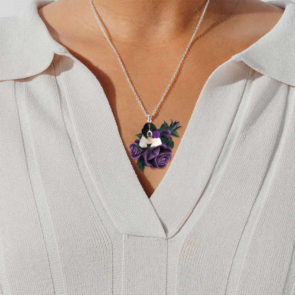 Newfoundland In Purple Rose Stainless Steel Necklace