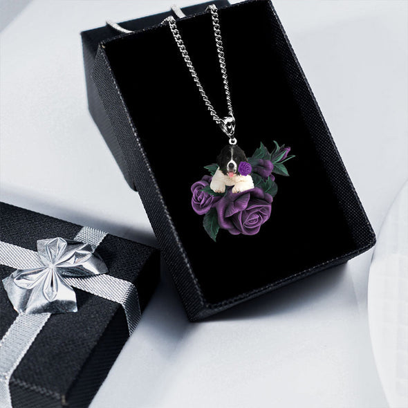 Newfoundland In Purple Rose Stainless Steel Necklace