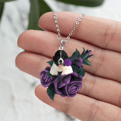 Newfoundland In Purple Rose Stainless Steel Necklace