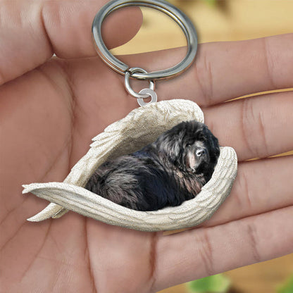 New foundland dog Sleeping Angel Acrylic Keychain