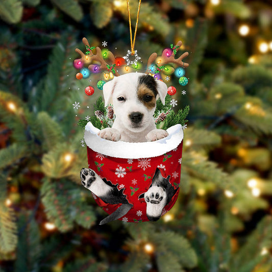 Parson Russell Terrier In Snow Pocket Christmas Ornament