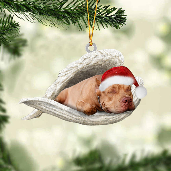 Pit Bull Sleeping Angel Christmas Ornament