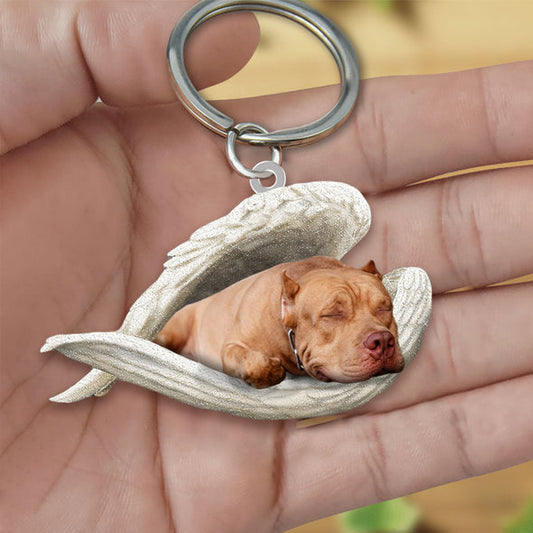 Pit Bull Sleeping Angel Acrylic Keychain