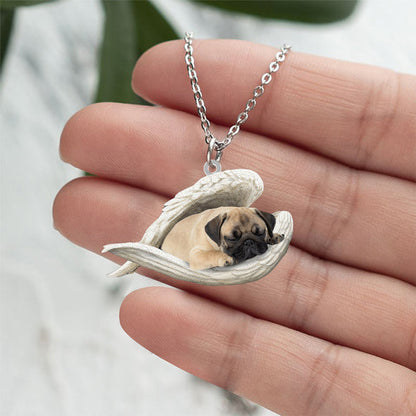 Pug Sleeping Angel Stainless Steel Necklace