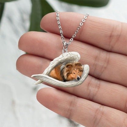 Sheltie Sleeping Angel Stainless Steel Necklace