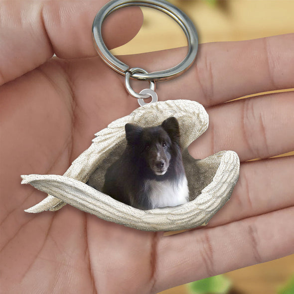 Sheltie Sleeping Angel Acrylic Keychain