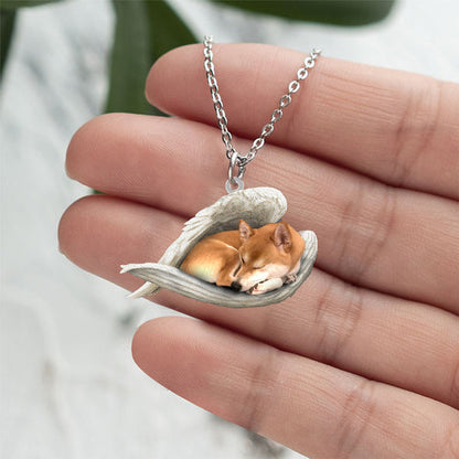 Shiba inu Sleeping Angel Stainless Steel Necklace