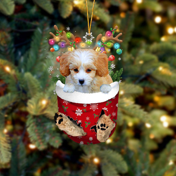 Shih Poo im Schnee Taschen-Weihnachtsschmuck 