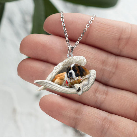 Collier en acier inoxydable Ange endormi St Bernard