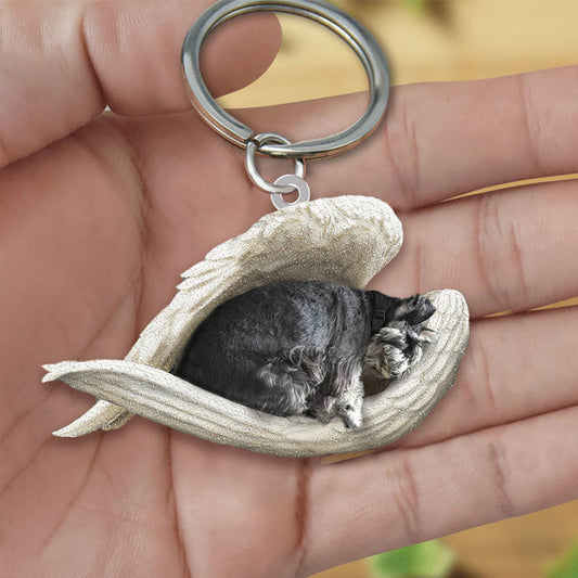 Standard Schnauzer Sleeping Angel Acrylic Keychaine