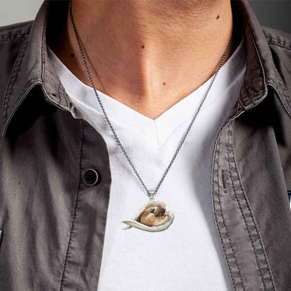 Collier en acier inoxydable ange dormant husky beige et blanc