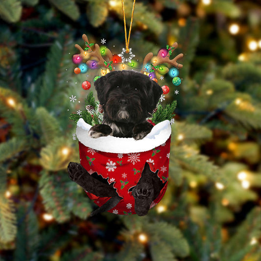 Tibetan Terrier 2 In Snow Pocket Christmas Ornament