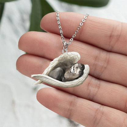 Weimaraner Sleeping Angel Stainless Steel Necklace