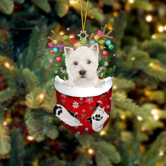 West Highland White Terrier im Schnee Taschen-Weihnachtsschmuck 