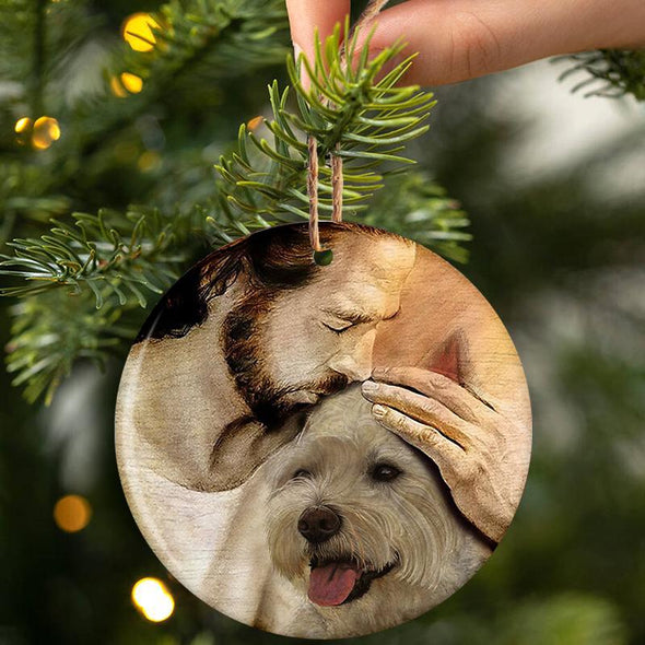 West Highland White Terrier With Jesus Porcelain/Ceramic Ornament