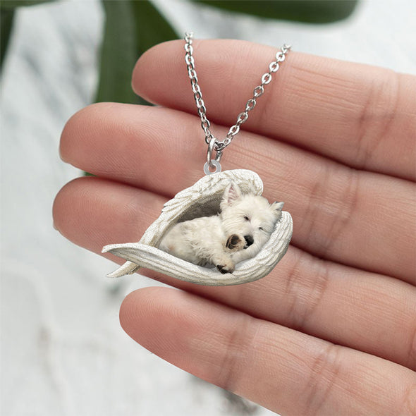 Collier en acier inoxydable West Highland White Terrier Sleeping Angel