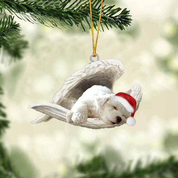 White Poodle Dog Sleeping Angel Christmas Ornament