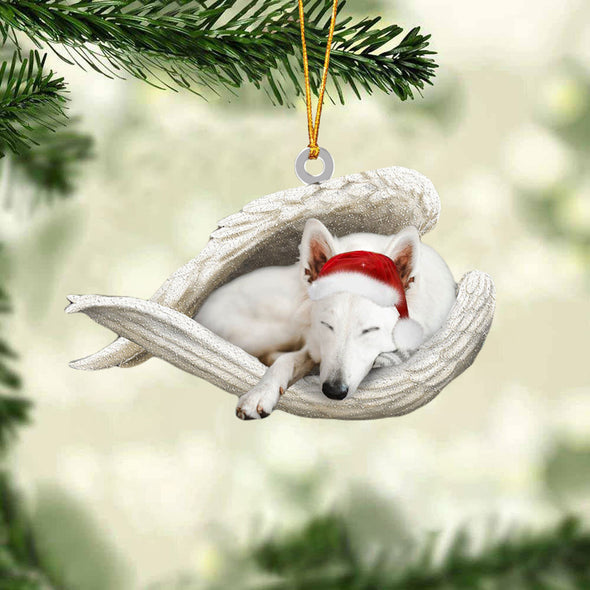 White german shepherd Sleeping Angel Christmas Ornament