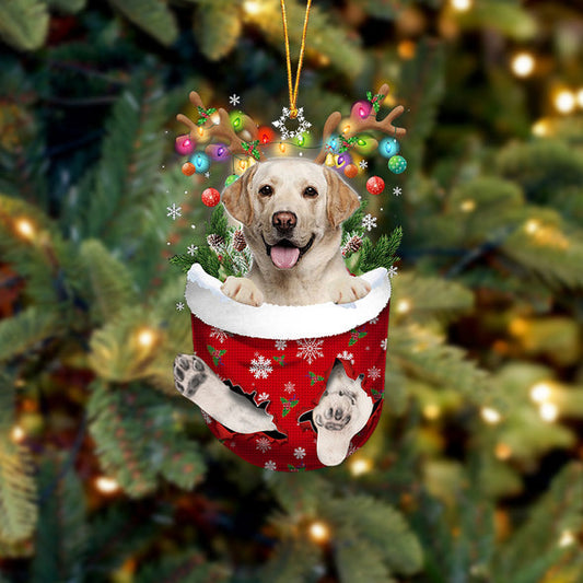 GELBER Labrador im Schneetaschen-Weihnachtsschmuck 