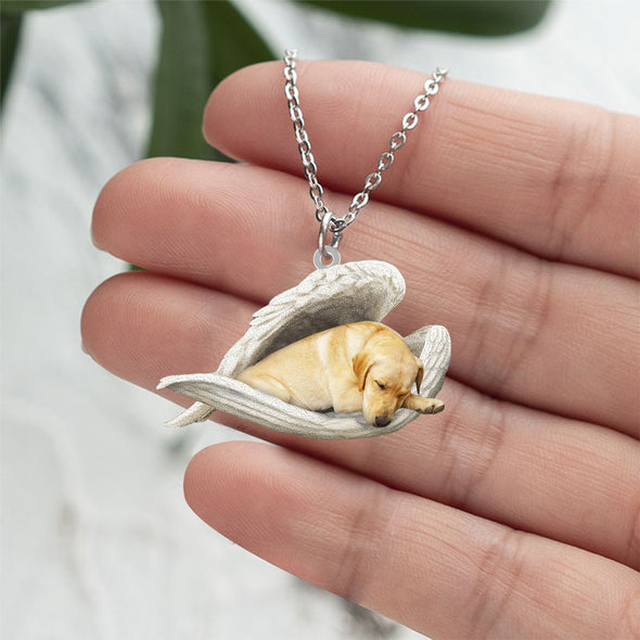 Yellow Labrador Sleeping Angel Stainless Steel Necklace