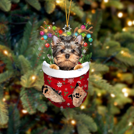 YorkShire Terrier im Schnee Taschen-Weihnachtsschmuck 